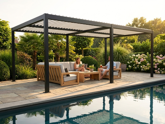 Bioclimatic Pergola Gazebo in Black/White for garden and patio