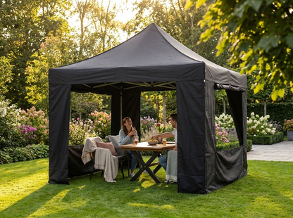 Pop up gazebo 4x4m black with steel frame for outdoor use - view 3