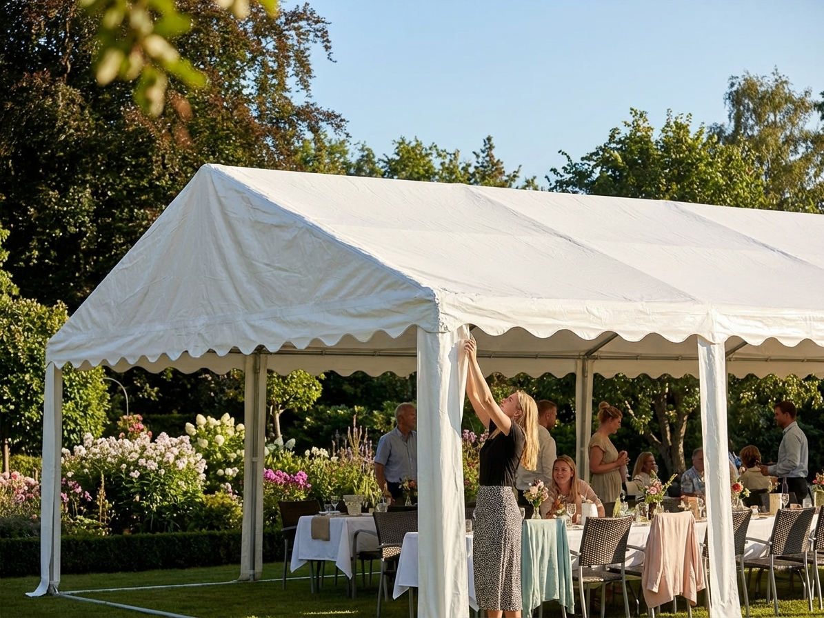 White PVC roof cover for 7x12m marquee, ideal for events
