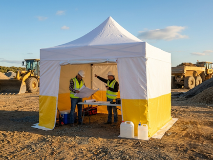 Pop Up Gazebo 3x3m White/Yellow PVC Work Tent - product detail
