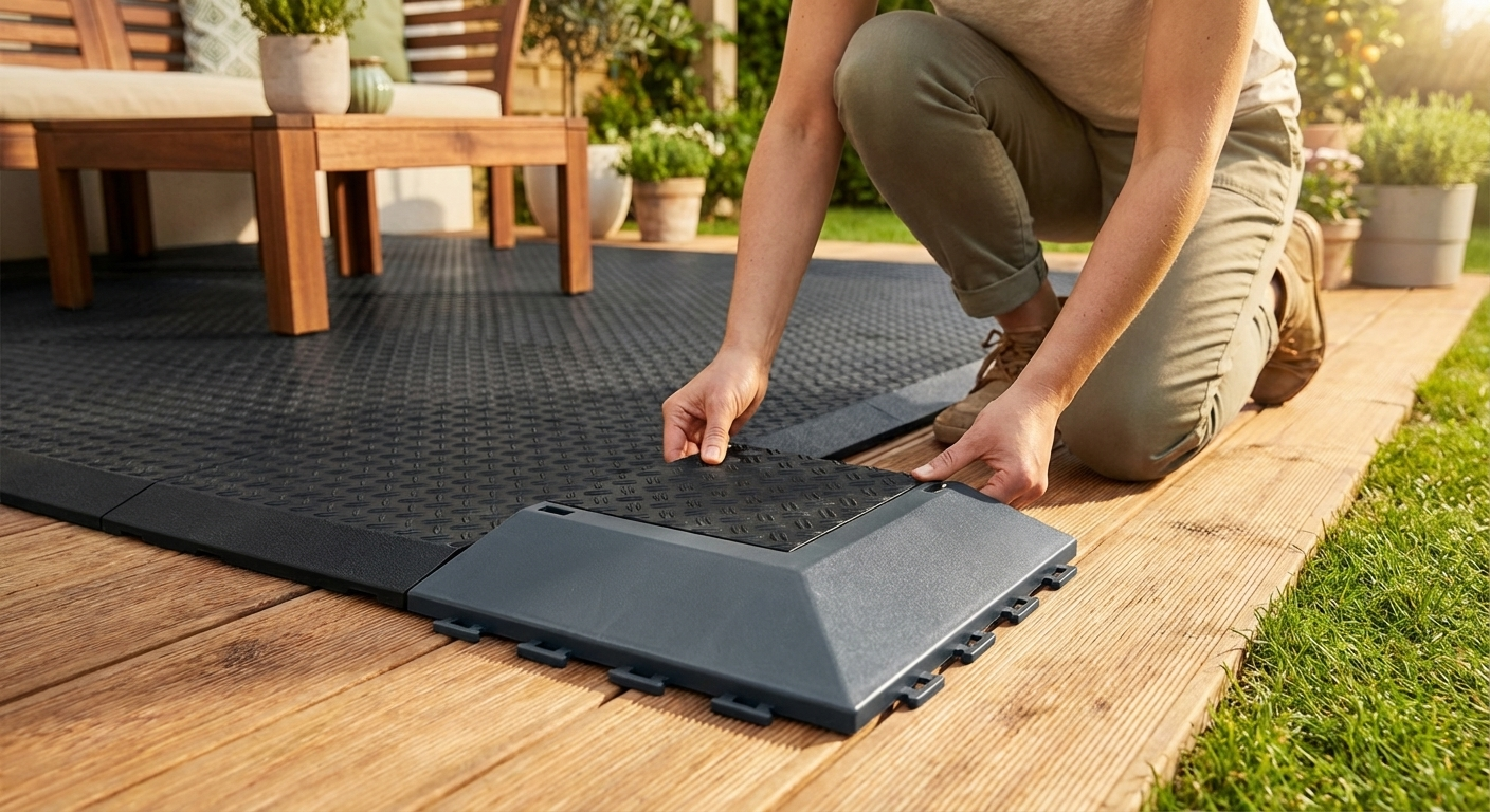 Anthracite recycled PE flooring corner piece