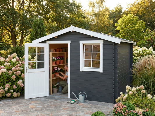 Wooden shed in dark grey constructed from Nordic Spruce - product detail