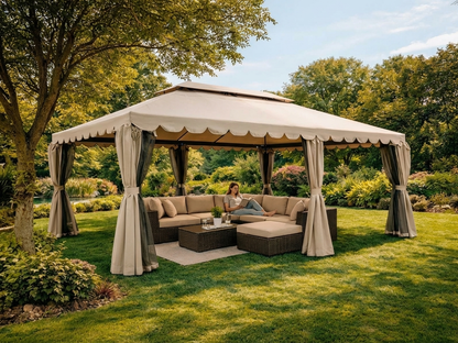 Dark beige gazebo 3x6 m with steel frame for outdoor events