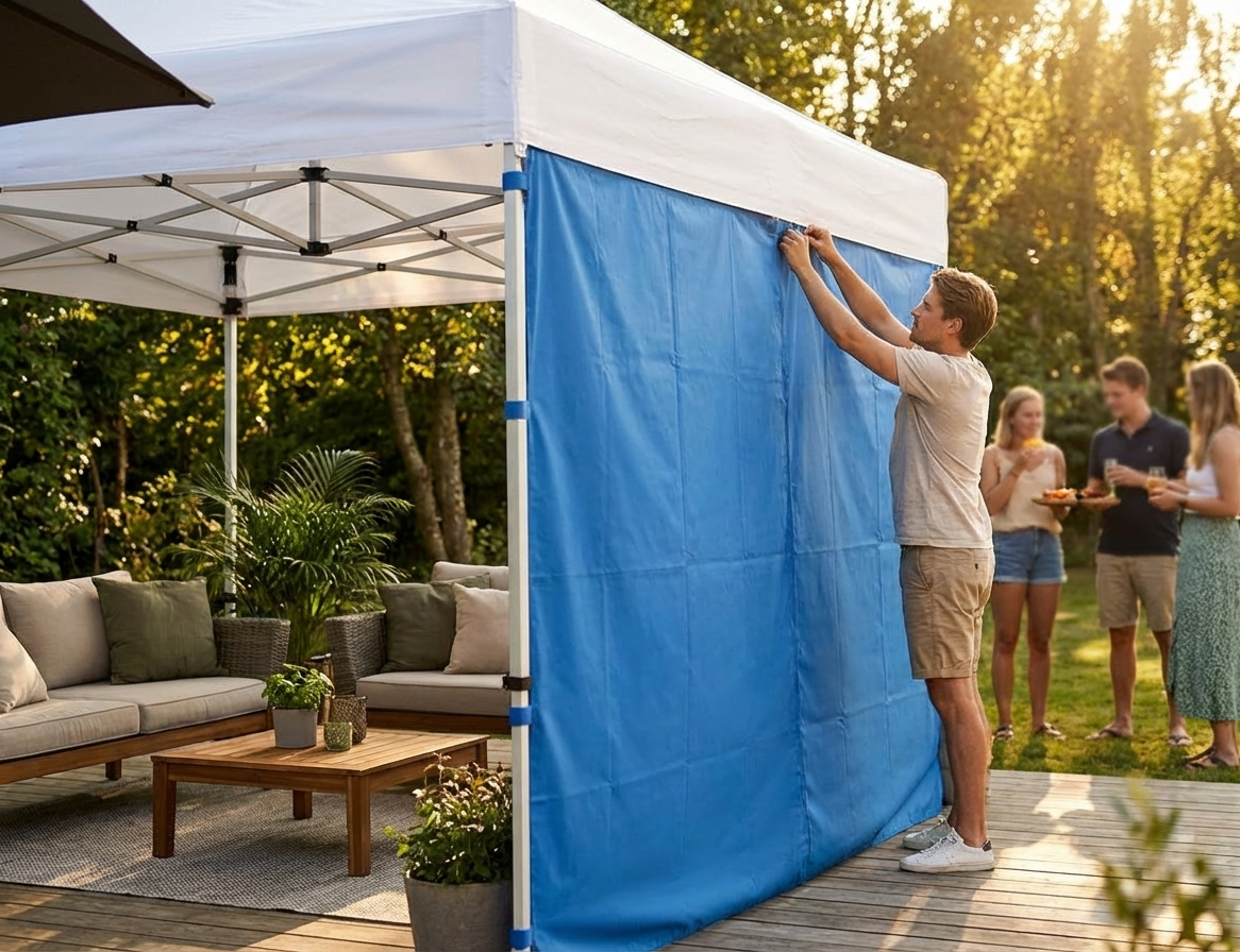 Blue sidewall for FleXtents 3m, durable and waterproof - product detail