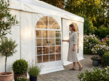 White PVC sidewall with door, 2.33m for indoor/outdoor use - view 3