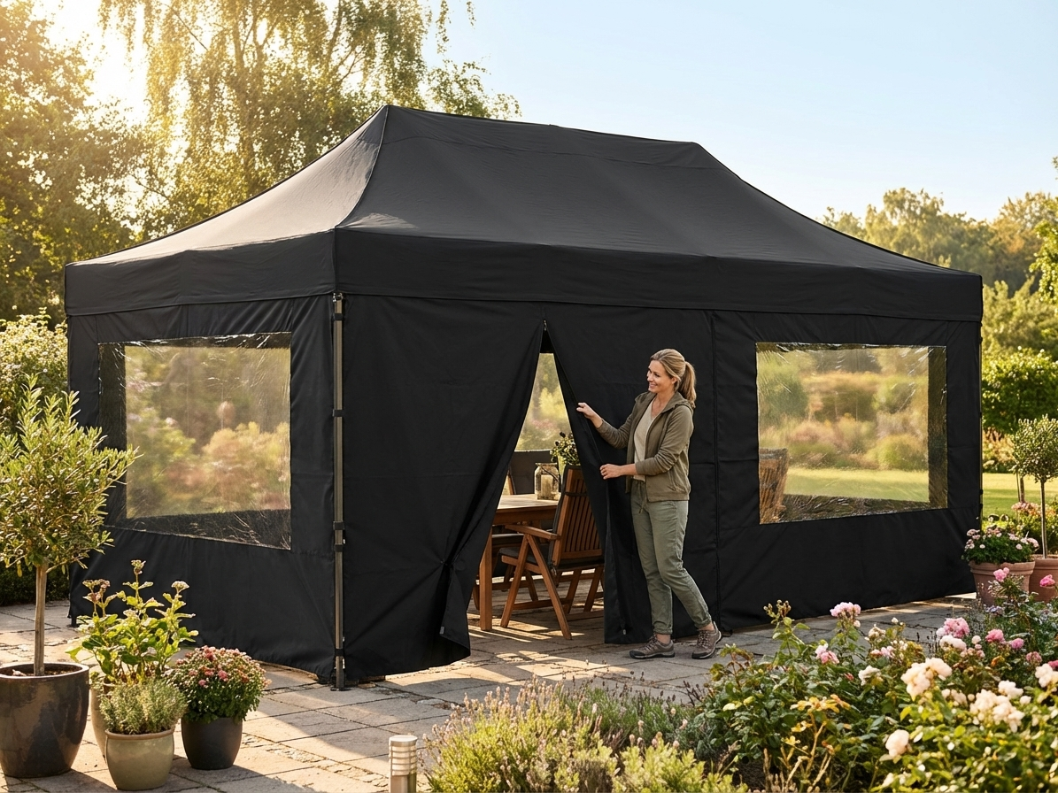 Black sidewall kit for pop-up gazebo, 3x6 m size