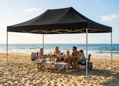 Black pop up gazebo with steel frame for outdoor events