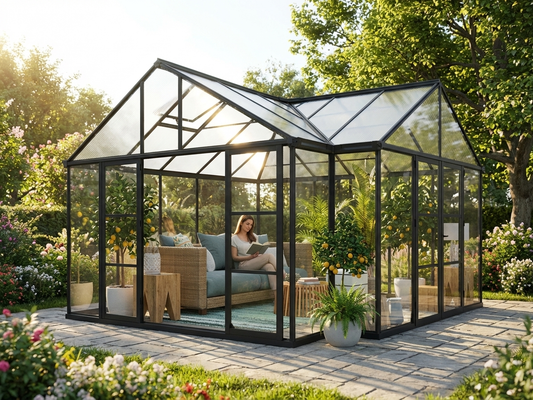 Polycarbonate Orangery with Black Aluminium Frame - product detail
