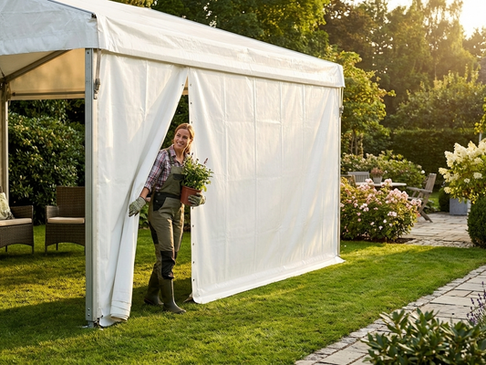 White PVC Endwall for Outdoor Use, 3x6m