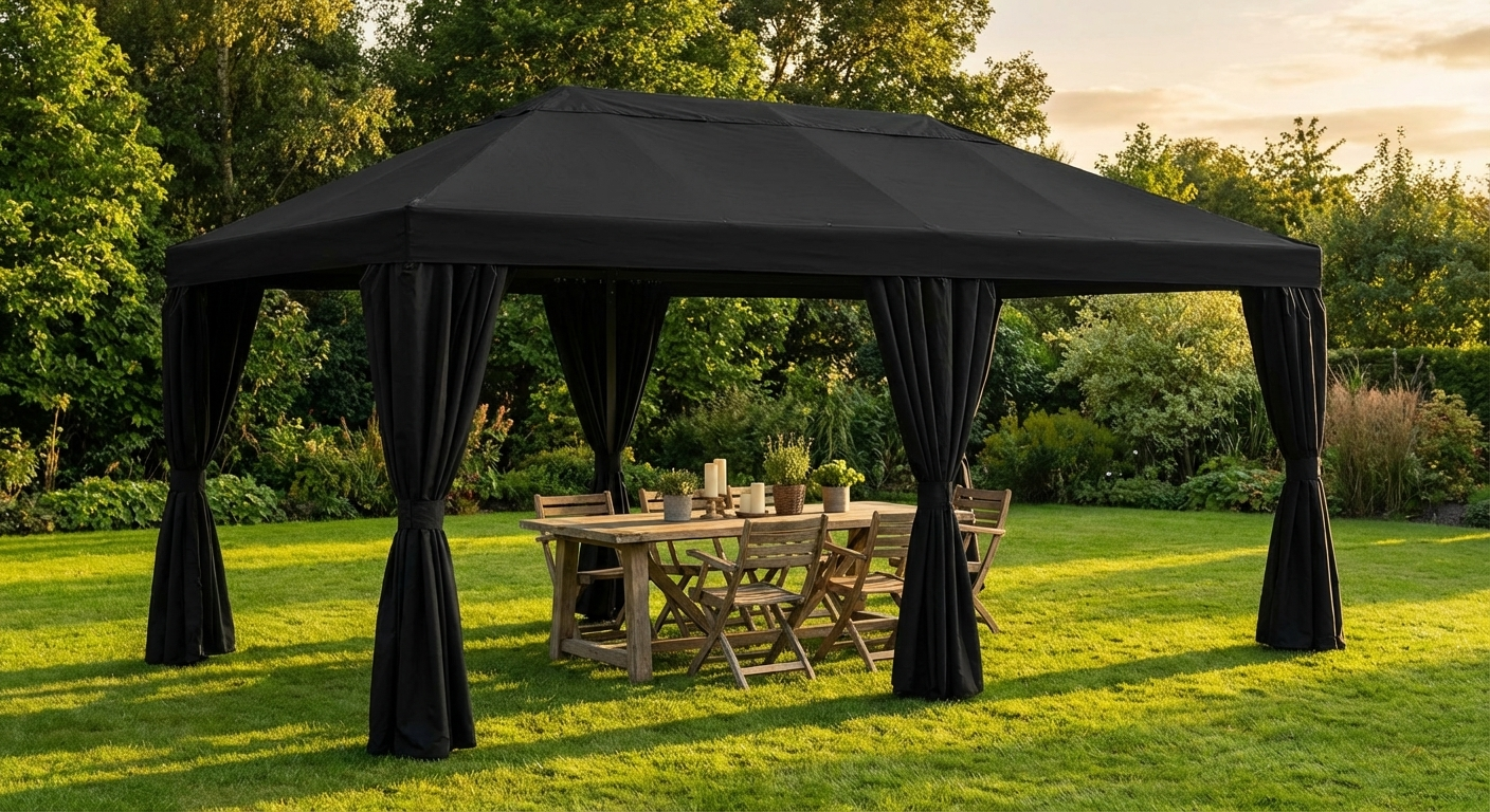 Pop up gazebo 4x6m black with steel frame for outdoor events - product detail