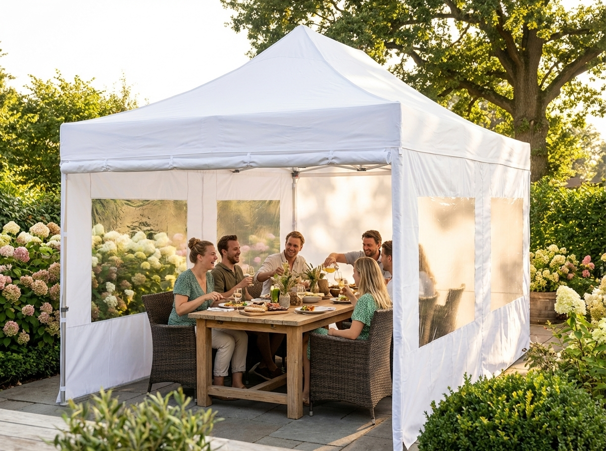 White pop up gazebo 4x6 m with flame retardant features for outdoor events - view 3