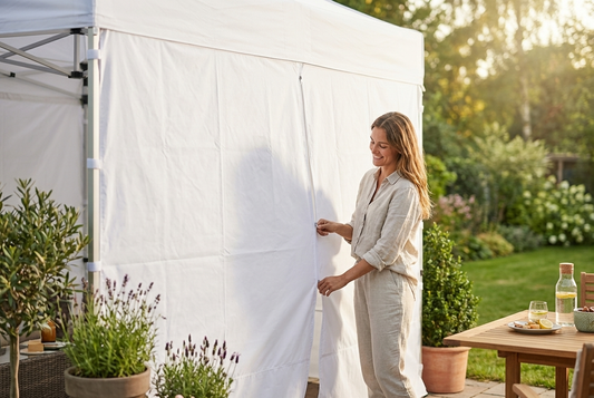 White sidewall with zipper for 2x2 m gazebo, outdoor use