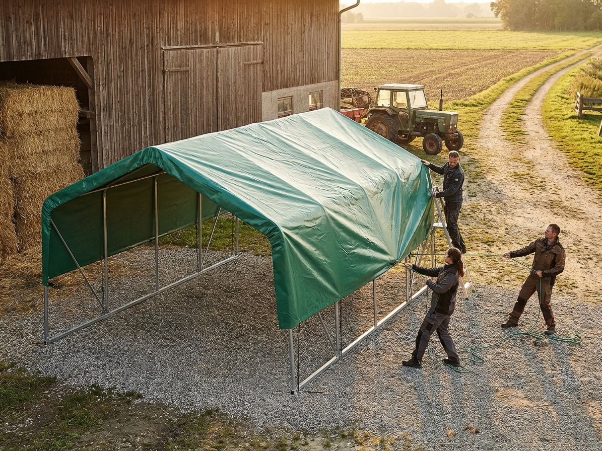 Green PVC Roof Cover for Storage Shelter 4x8 m - product detail
