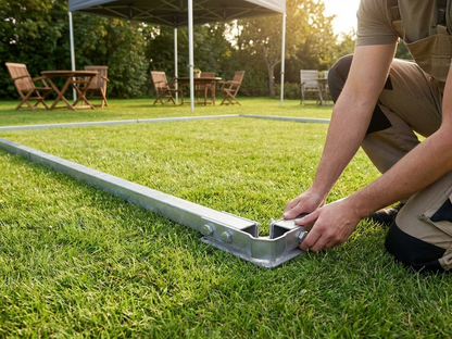 Steel ground bar for event tent support, 5x5 m