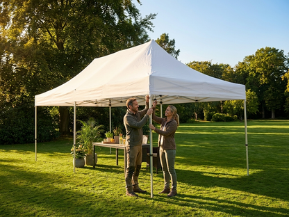White gazebo roof cover for 4x12m, polyester with PVC - product detail