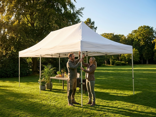 White gazebo roof cover for 4x12m, polyester with PVC - product detail