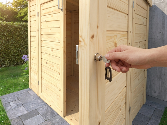 Wooden bike shed with natural Nordic Spruce finish - product detail