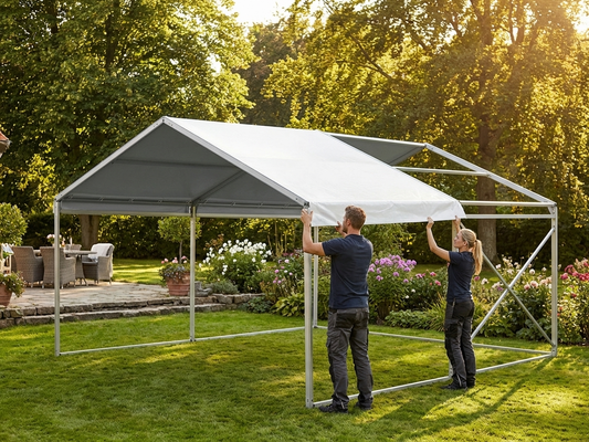 PVC roof cover middle section for tents in white and grey - product detail