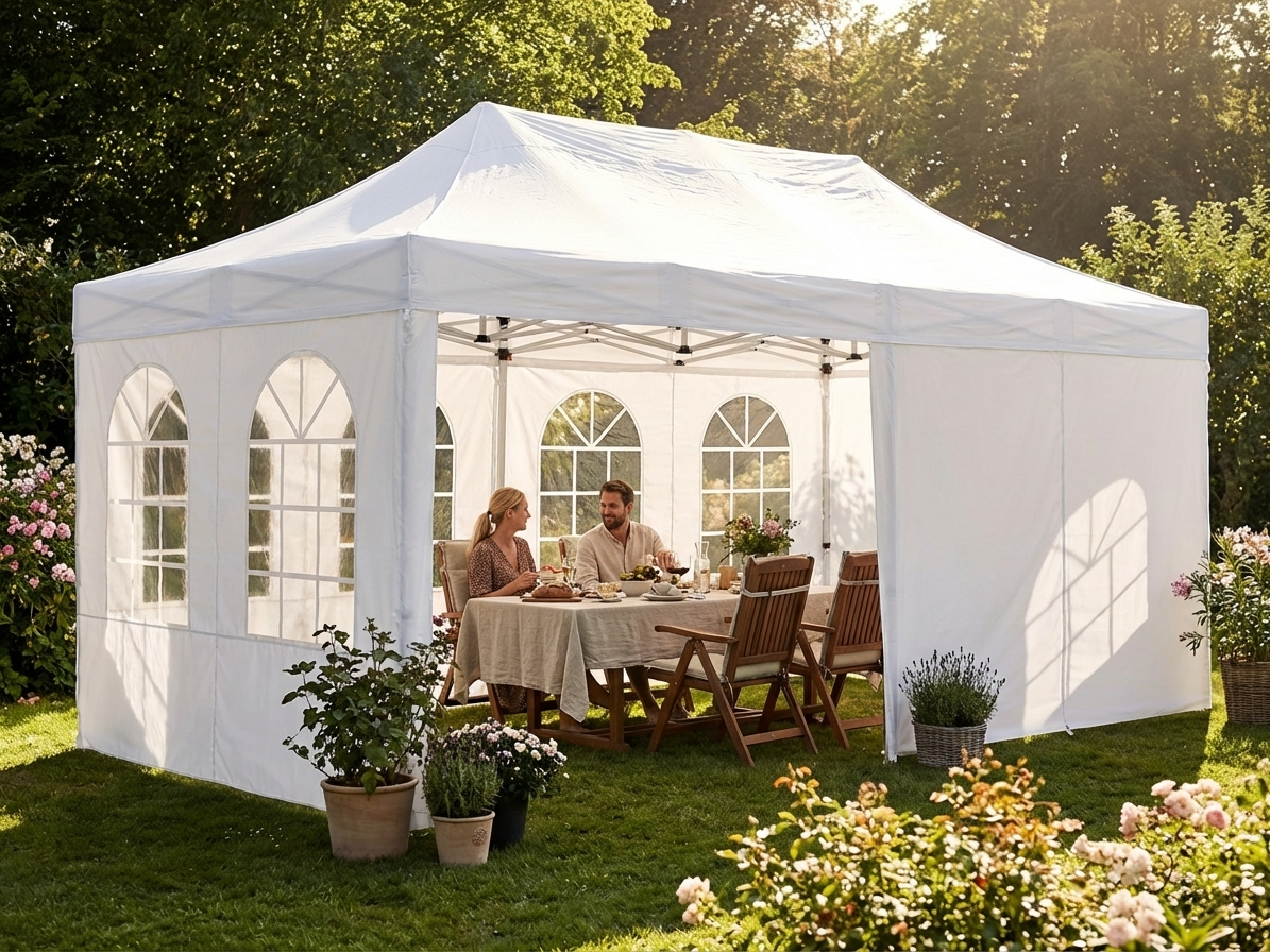 White gazebo sidewall kit 3x6m for outdoor events - view 3