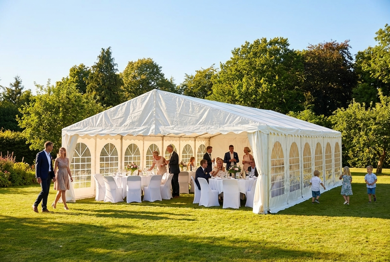 8x16m white marquee for outdoor events