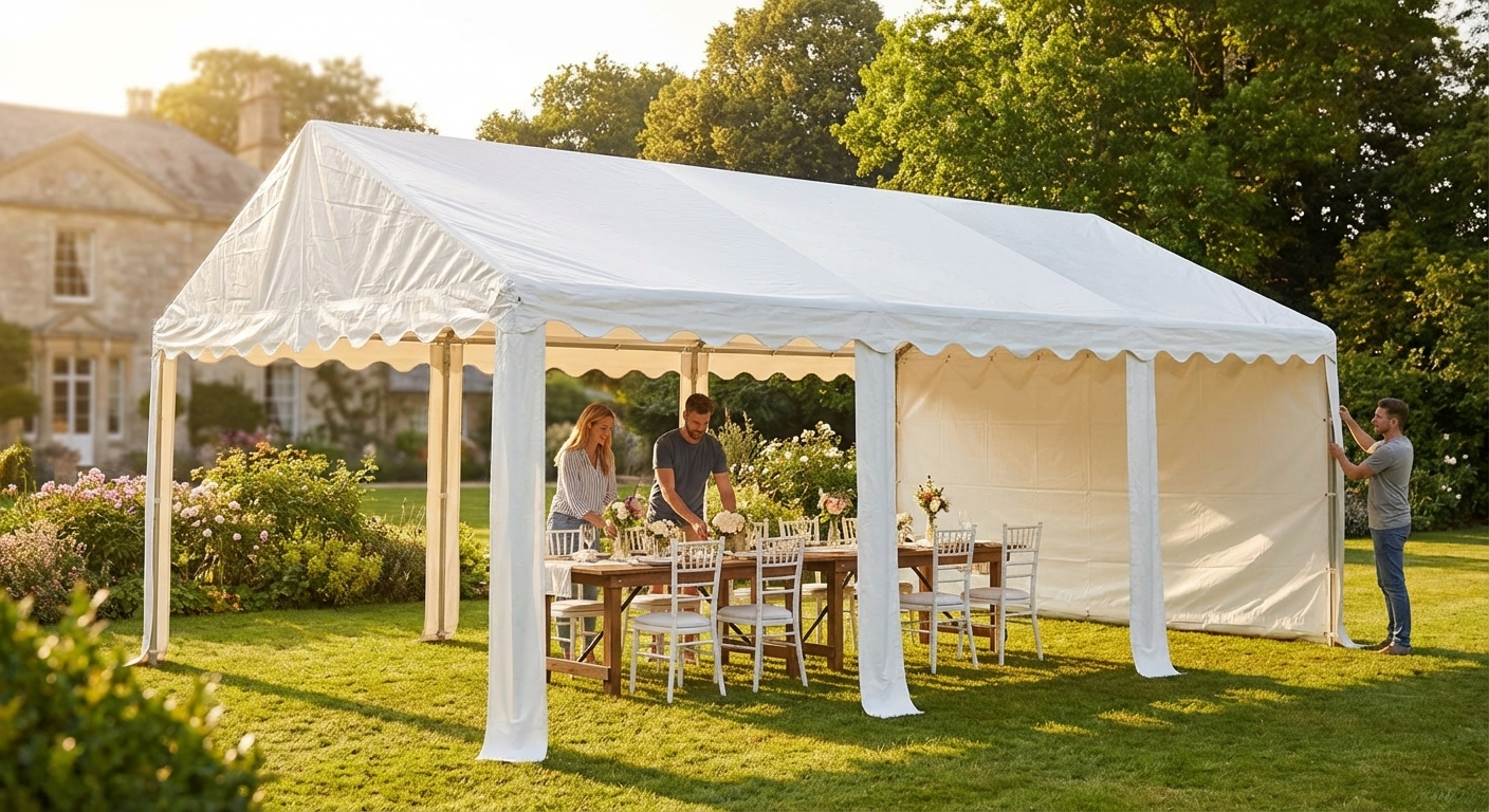 White PVC roof cover for 7x12m marquee, ideal for events - product detail