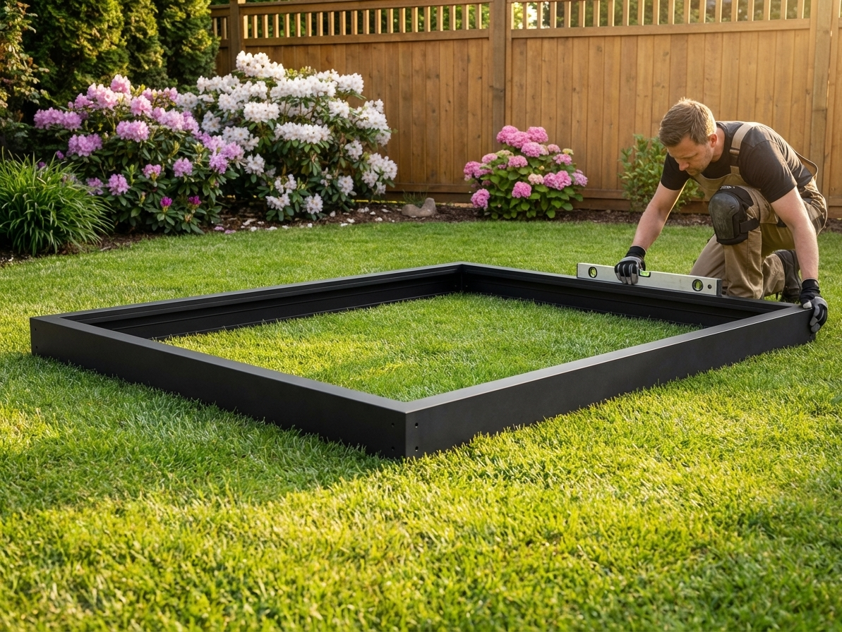 Black galvanised steel greenhouse base, 2.38x3.62 m