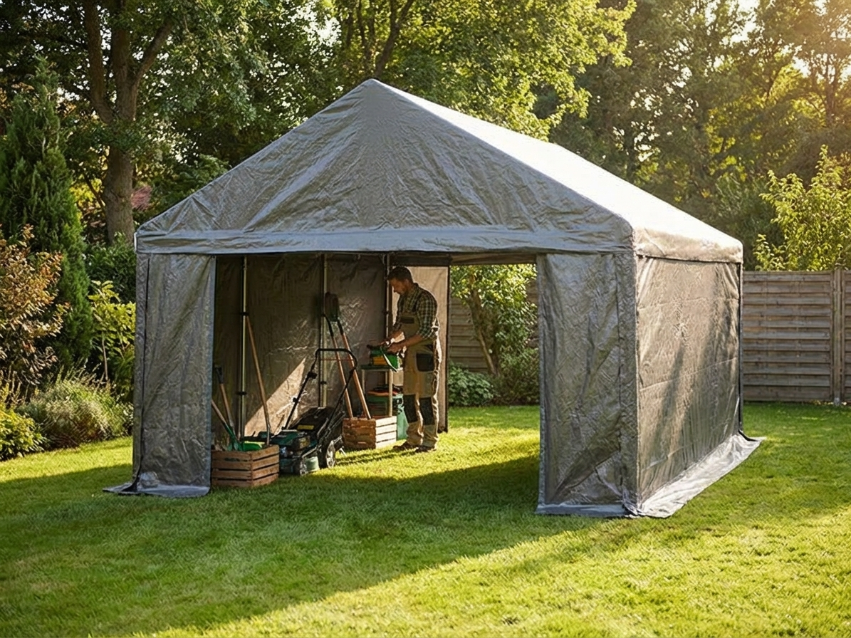 Grey storage tent 3x6 m, polyethylene and steel, outdoor use - product detail