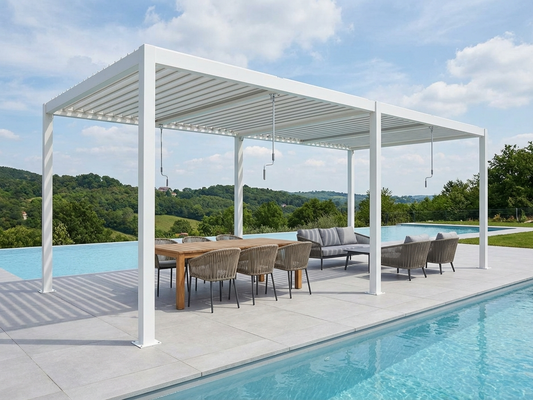 Aluminium Bioclimatic Pergola in White 4x5.8m