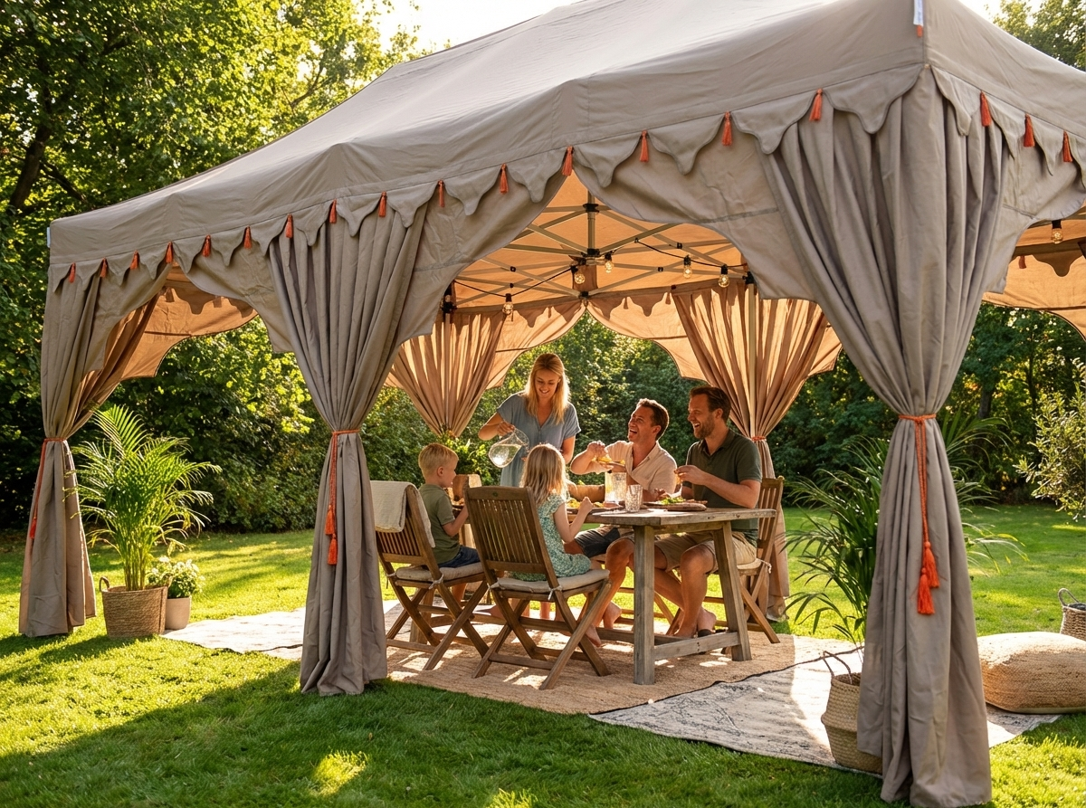 Pop Up Gazebo 3x6m with Latte and Orange colours, steel frame for outdoor use - view 3