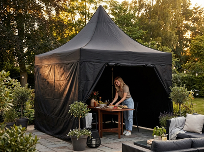 Pop up gazebo 3x3m in black with aluminium frame for outdoor events - view 3