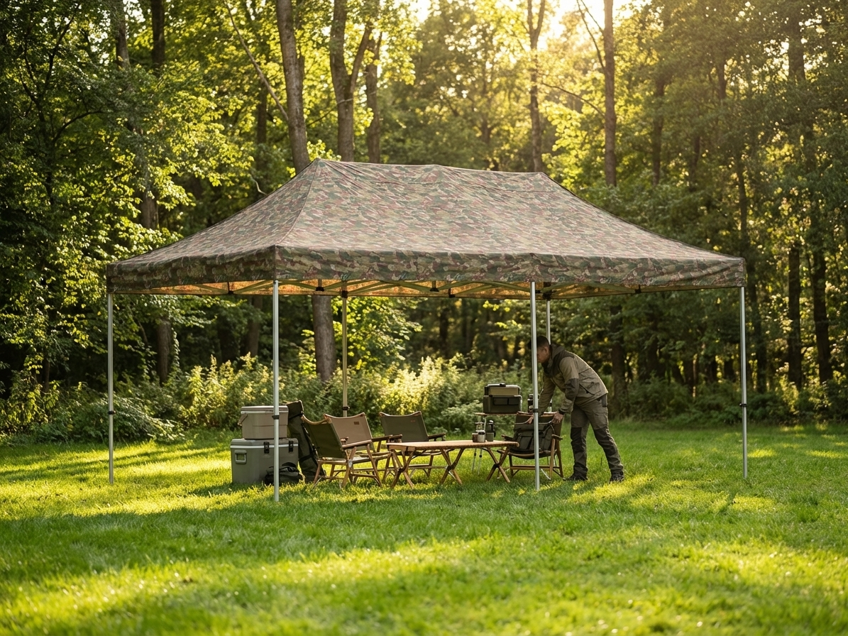 Camouflage pop-up gazebo with steel frame for outdoor use - view 3