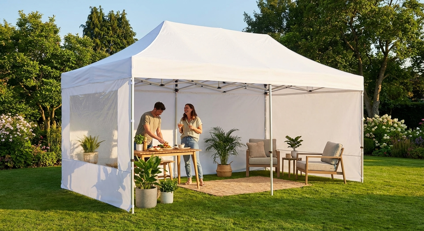 White pop-up gazebo with aluminium frame for outdoor events - product detail