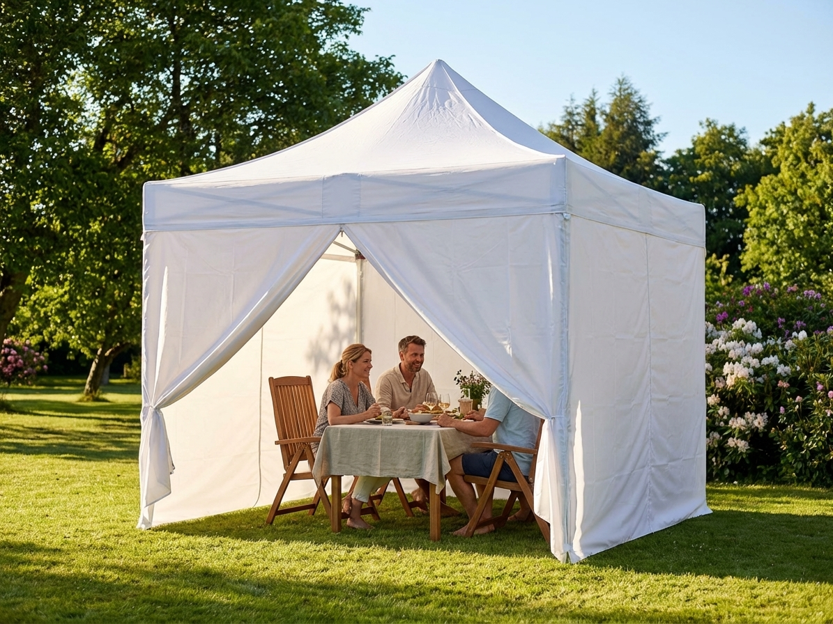 White pop up gazebo with aluminium frame for outdoor use