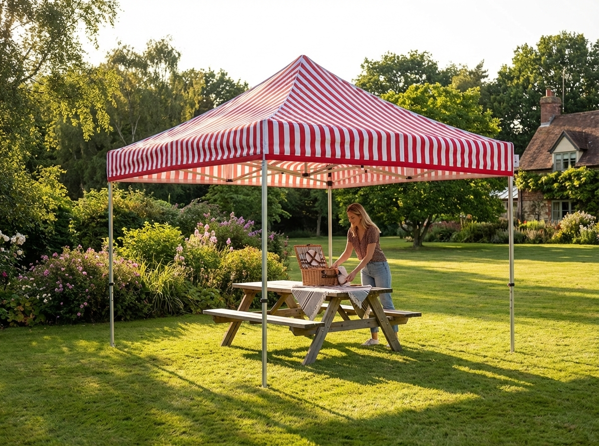 Pop up gazebo 4x4m white and red with aluminium frame - view 3