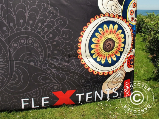 White printed sidewall for 3m event tents, made of Supertex Polyester