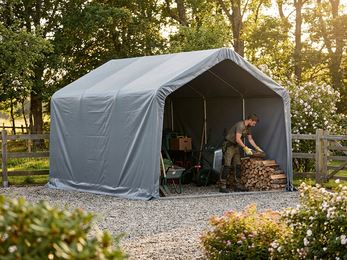 PVC roof cover for storage shelter, 4x4 m grey - product detail