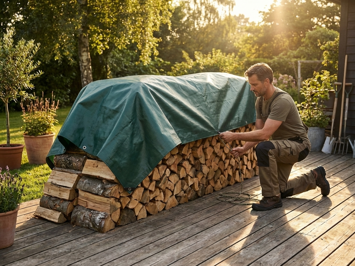 Green tarpaulin made of TPO material for outdoor use