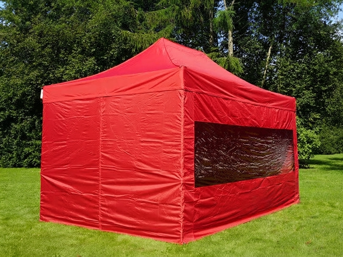 Red pop-up gazebo with aluminium frame for outdoor events