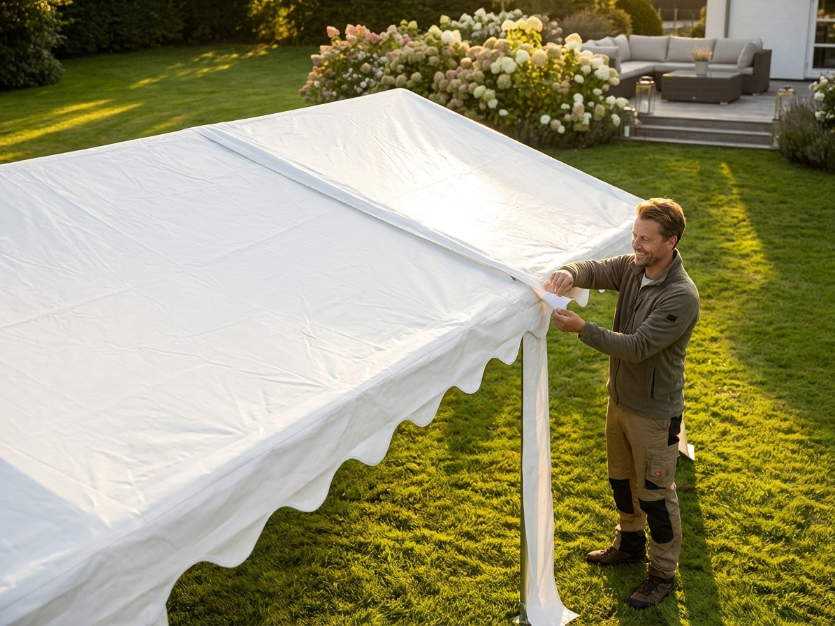 White PVC roof cover for marquee, 4x8 m size - view 3