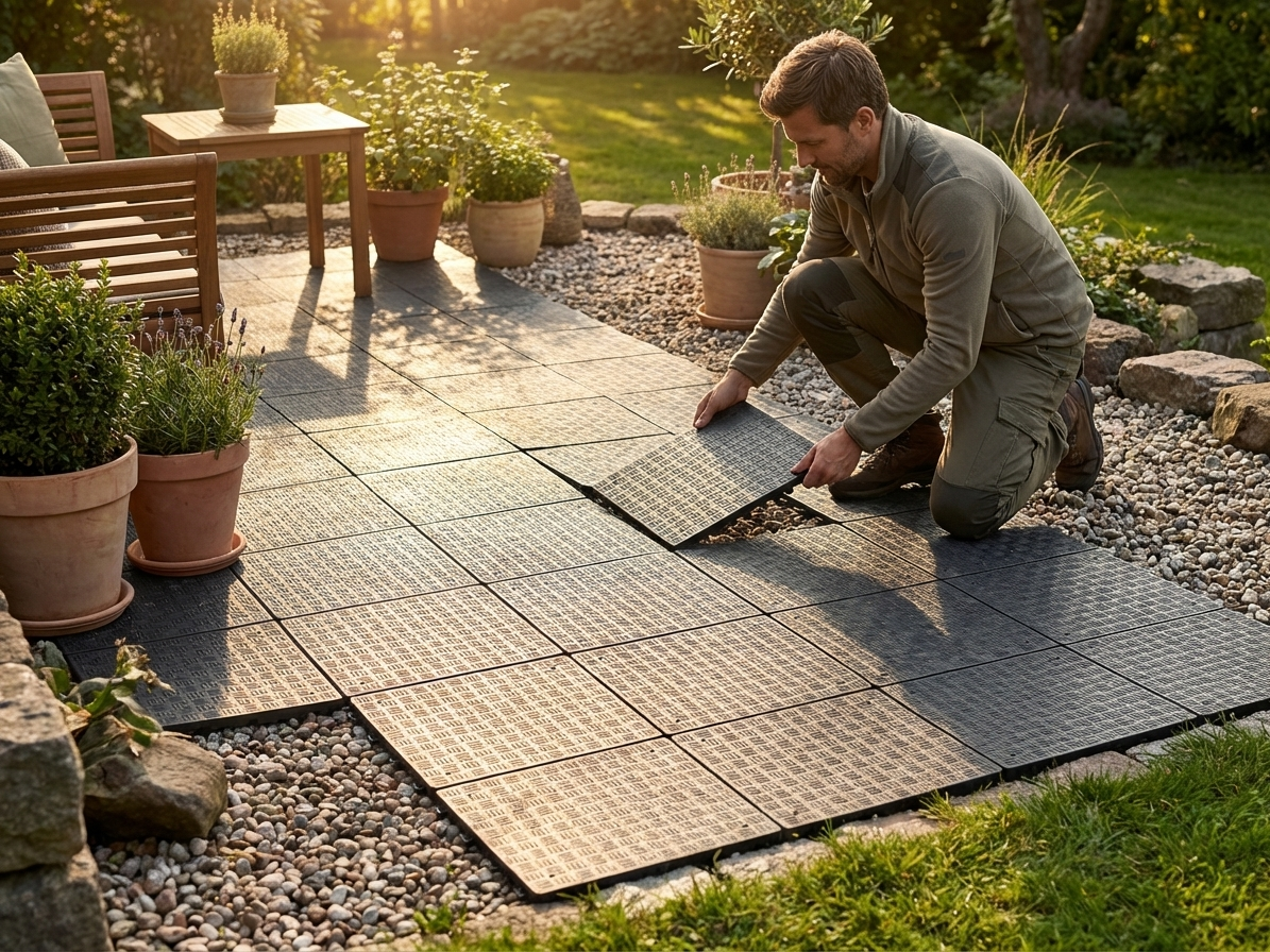 Anthracite recycled PE flooring suitable for indoor and outdoor use - view 3