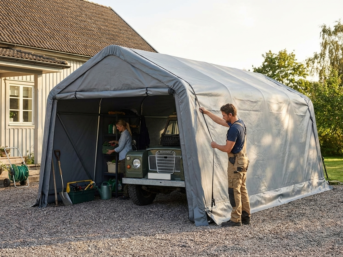 PVC Roof Cover for Portable Garage in Grey - view 3