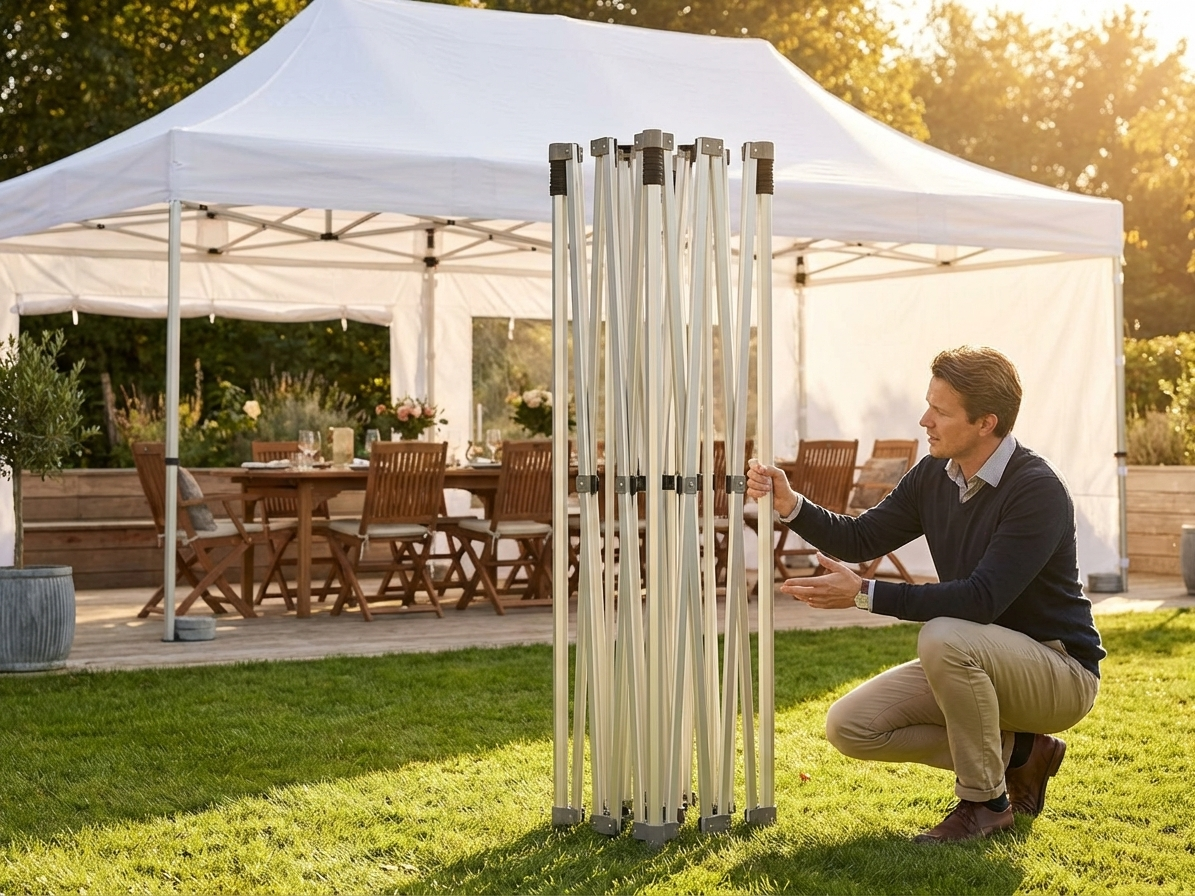 Silver aluminium gazebo frame for outdoor events - view 3