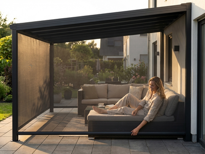 Patio sidewall screen in dark grey, offering UV protection - view 3