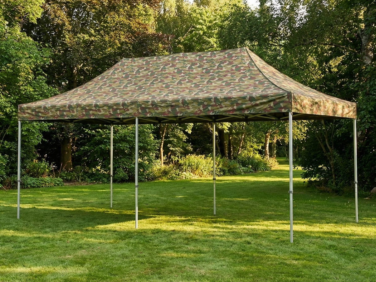 Camouflage pop up gazebo with aluminium frame for outdoor use