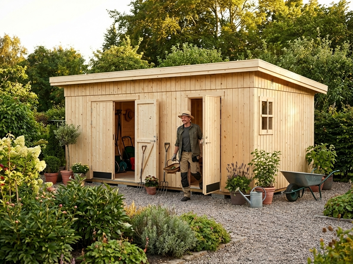 Wooden Shed in Natural Colour made from Nordic Spruce - product detail