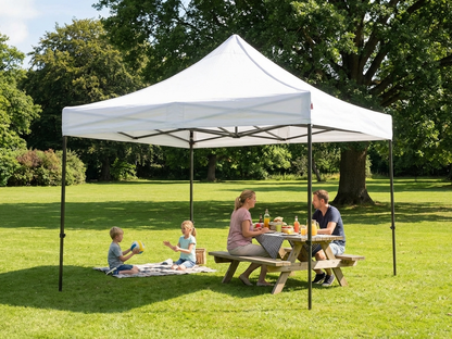 White pop-up gazebo with steel frame for outdoor events - product detail