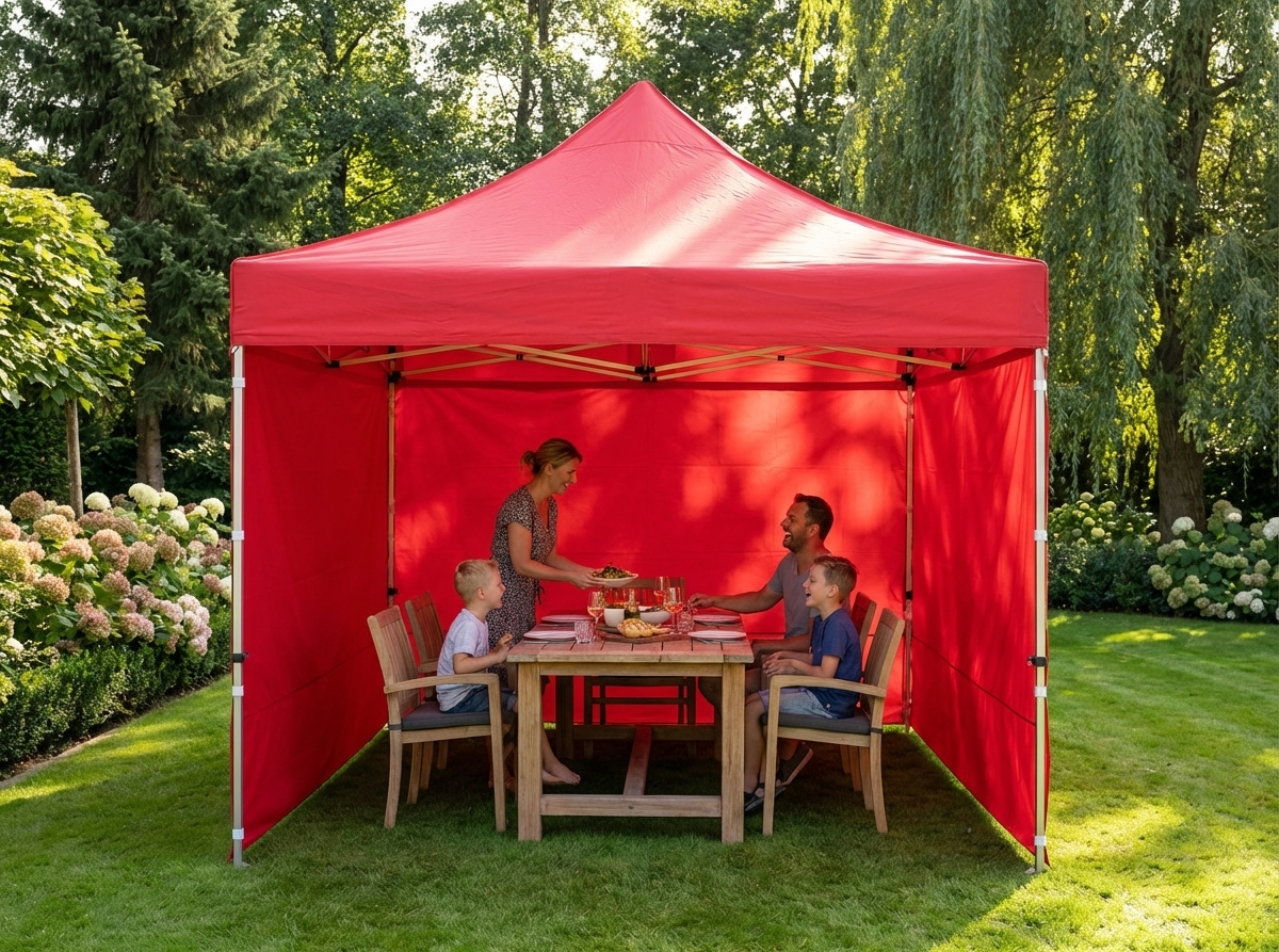 Red pop up gazebo with aluminium frame for outdoor use - product detail