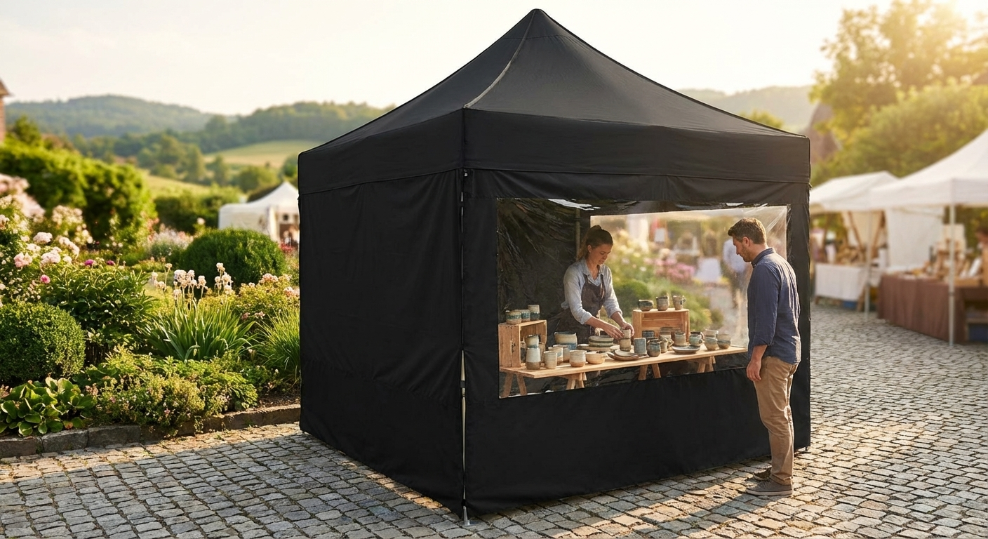 Black panorama window sidewall for FleXtents, 2x2m, polyester PVC - view 3
