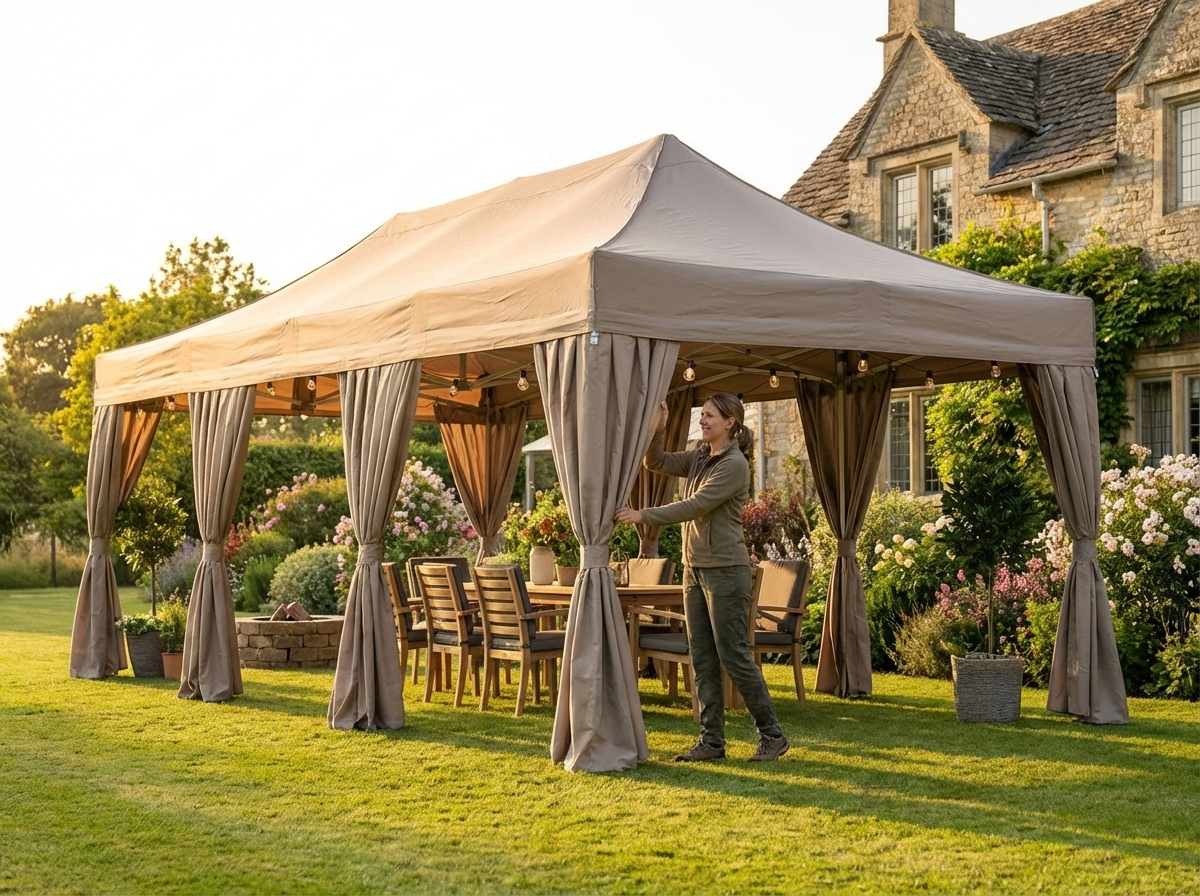 Latte coloured pop up gazebo with aluminium frame for outdoor use - view 3