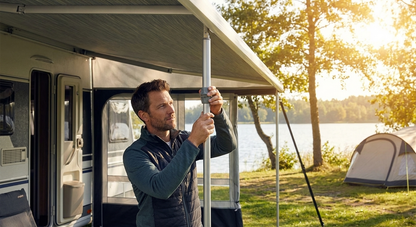 Complete roof pole 1.55m silver aluminium plastic